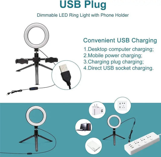 Multi Position Ring Light Dual Mobile Clip Ring Light, Live Broadcasting Bracket Fill Selfie Ring Light Phone Clamp Fill Lights Supplies Stabilizer Clip Phone Bracket